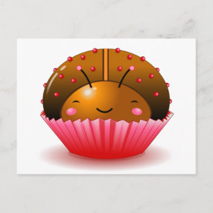 Chocolate Ladybug Cupcake Postcard