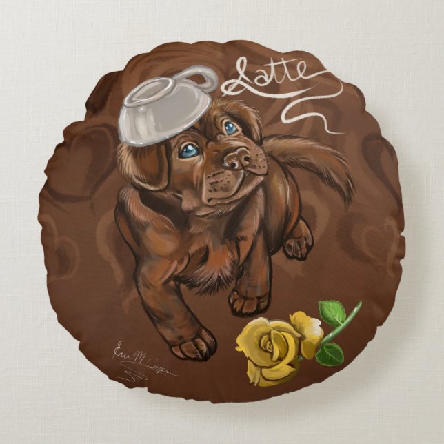 Chocolate Latte Lab Round Cushion (Front)