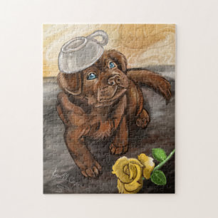 Chocolate Latte Labrador Pup Art Jigsaw Puzzle