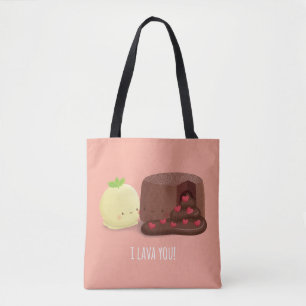 Chocolate Lava Cake and Vanilla Ice Cream Pun Tote Bag