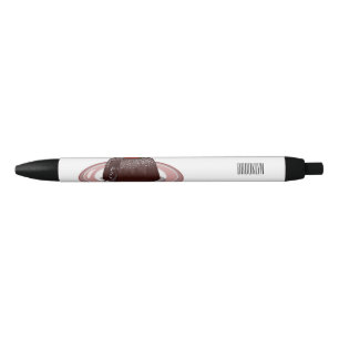 Chocolate lava cake cartoon illustration black ink pen