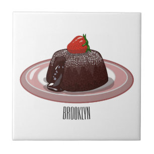 Chocolate lava cake cartoon illustration ceramic tile