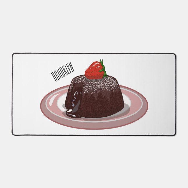 Chocolate lava cake cartoon illustration   desk mat (Front)