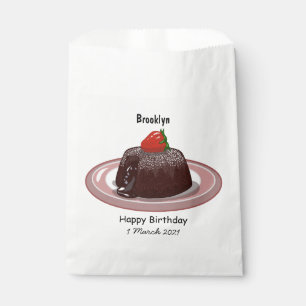 Chocolate lava cake cartoon illustration favour bag