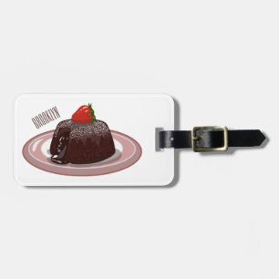 Chocolate lava cake cartoon illustration luggage tag