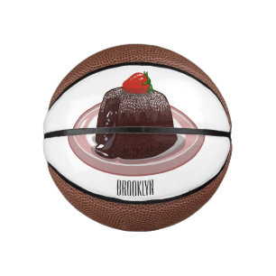 Chocolate lava cake cartoon illustration mini basketball