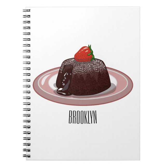 Chocolate lava cake cartoon illustration notebook (Front)