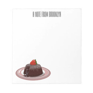 Chocolate lava cake cartoon illustration notepad