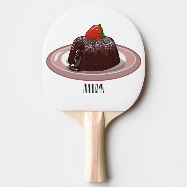 Chocolate lava cake cartoon illustration  ping pong paddle (Front)