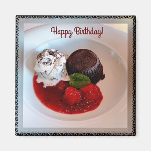 Chocolate Lava Cake - Strawberries and Ice Cream Magnet