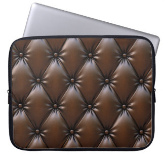 Chocolate Leather: Luxurious Upholstery Texture Laptop Sleeve