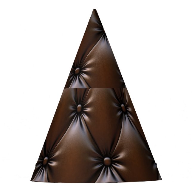 Chocolate Leather: Luxurious Upholstery Texture Party Hat (Front)