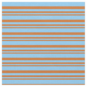 Chocolate & Light Sky Blue Lines/Stripes Pattern Fabric