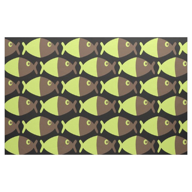 Chocolate Lime Fish Fabric (Fat Quarter)