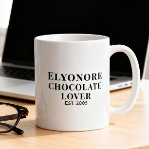 Chocolate Lover Black Script Personalized Name Est Coffee Mug