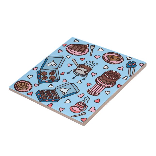 Chocolate lover cute ceramic tile (Side)