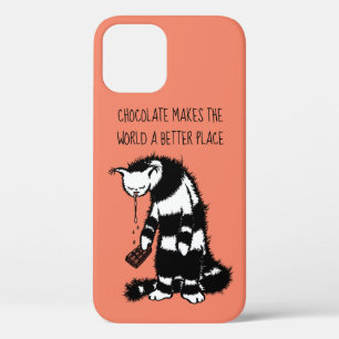 Chocolate Lover Design - Funny Cat Character iPhone 12 Case