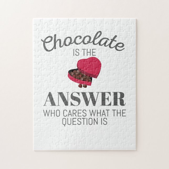 Chocolate Lover Quote Gift Chocolate Is The Answer Jigsaw Puzzle (Vertical)