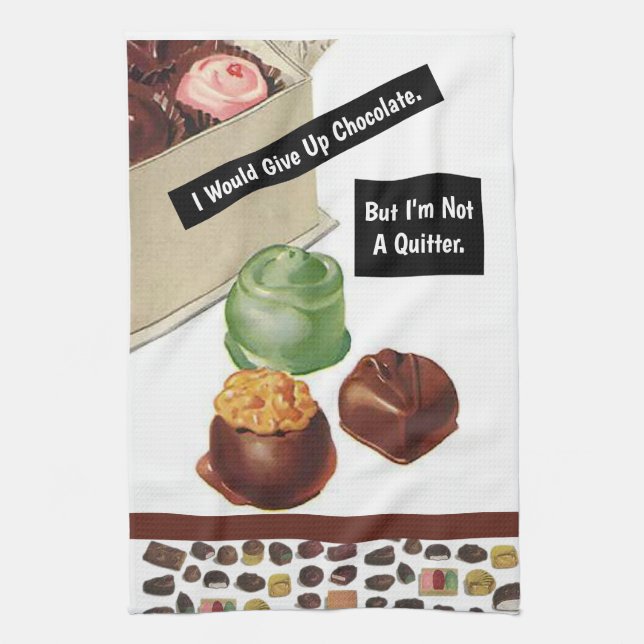 Chocolate Lover Vintage Funny Sarcastic Tea Towel (Vertical)