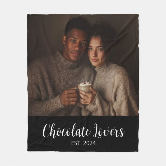 Chocolate Lovers Couple Established Photo Gift Fleece Blanket (Front)