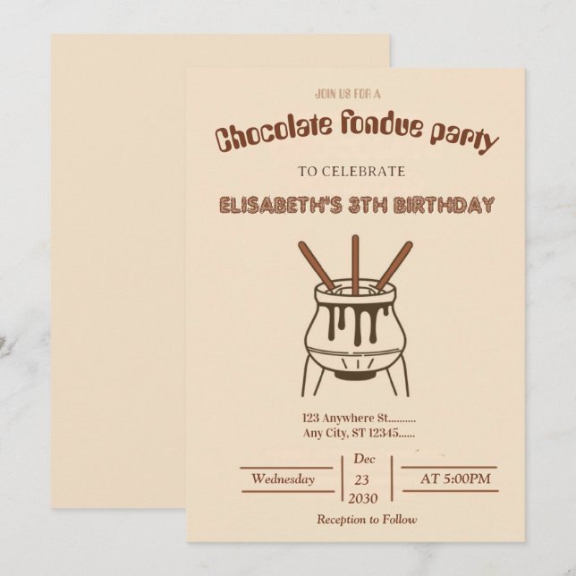Chocolate Lovers Fondue Party Invitation (Front/Back)