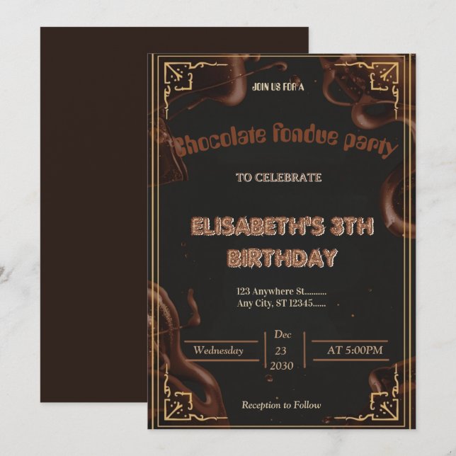 Chocolate Lovers Fondue Party Invitation (Front/Back)