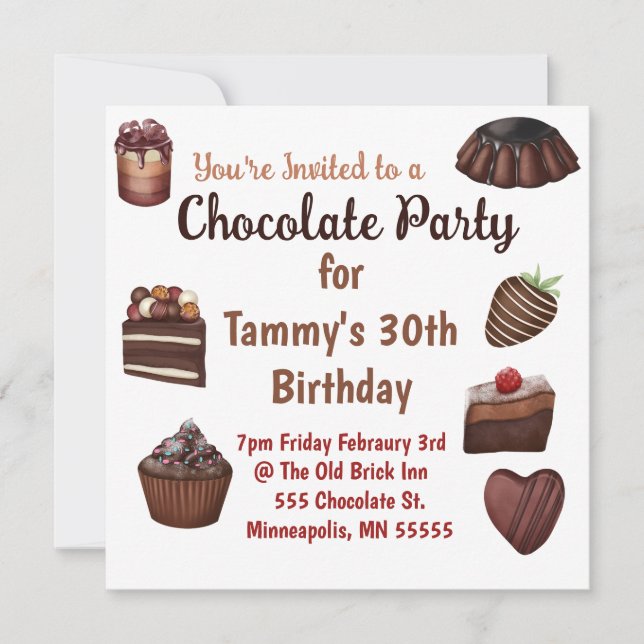 Chocolate Lovers Party  Invitation (Front)