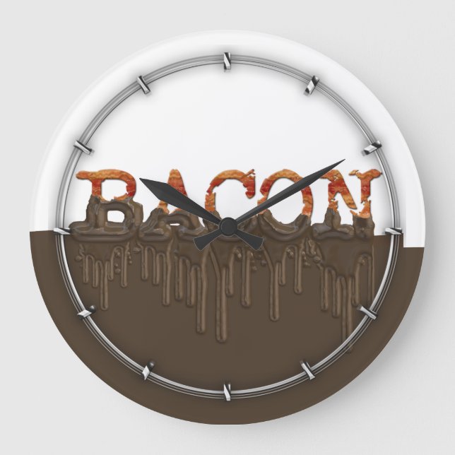 Chocolate LOVES Bacon Large Clock (Front)