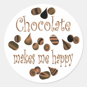 Chocolate Makes Me Happy Classic Round Sticker