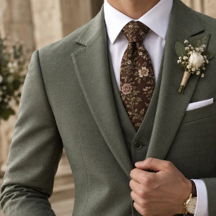 Chocolate Mauve Antique Floral Tie