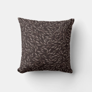 Chocolate Mauve Pink Leaves Botanical Wedding Cushion