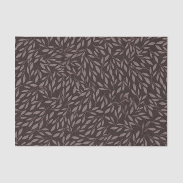 Chocolate Mauve Pink Leaves Botanical Wedding Tissue Paper (Front)