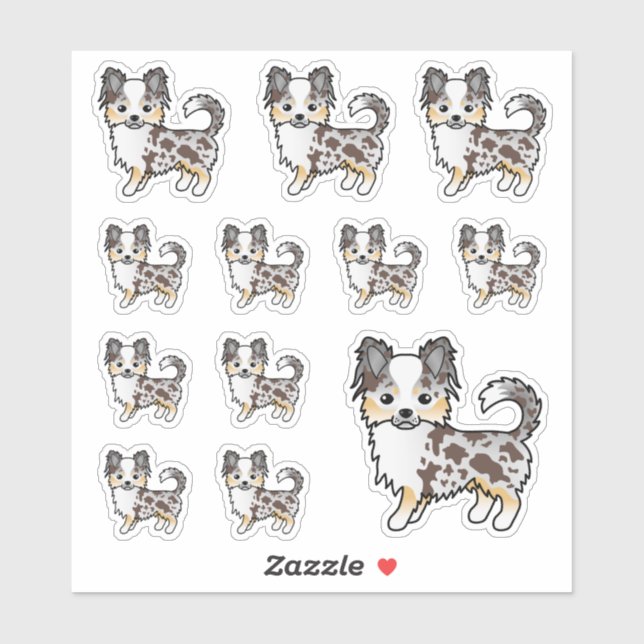Chocolate Merle Long Coat Chihuahua Cute Dogs (Sheet)
