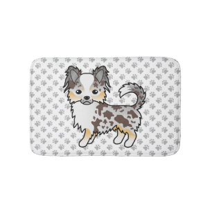 Chocolate Merle Long Coat Chihuahua Dog & Paws Bath Mat