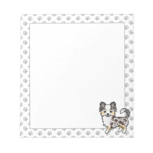 Chocolate Merle Long Coat Chihuahua Dog & Paws Notepad