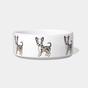 Chocolate Merle Smooth Coat Chihuahua Cartoon Dogs Bowl