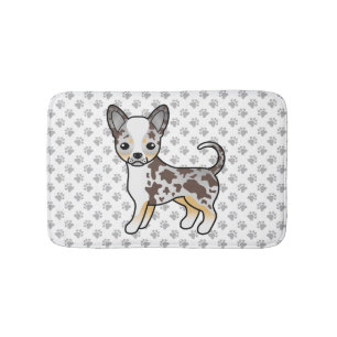 Chocolate Merle Smooth Coat Chihuahua Dog & Paws Bath Mat