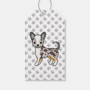 Chocolate Merle Smooth Coat Chihuahua Dog & Paws Gift Tags