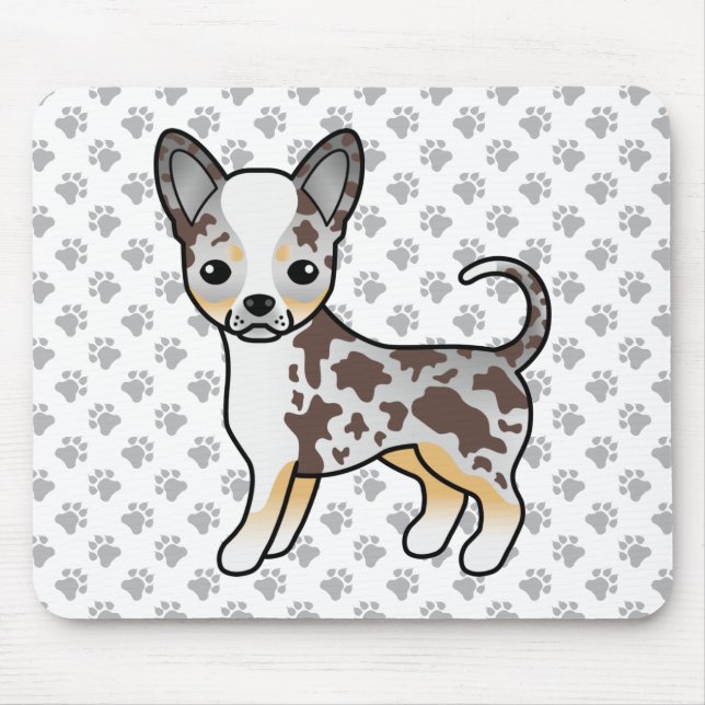 Chocolate Merle Smooth Coat Chihuahua Dog & Paws Mouse Pad (Front)
