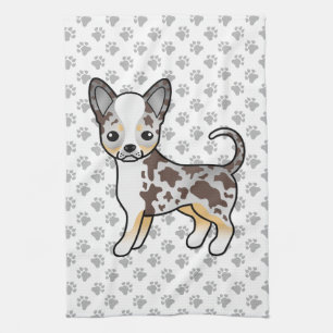 Chocolate Merle Smooth Coat Chihuahua Dog & Paws Tea Towel