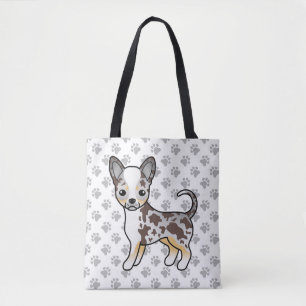 Chocolate Merle Smooth Coat Chihuahua Dog & Paws Tote Bag