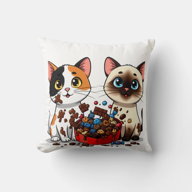 Chocolate Mess Cats Cushion (Front)