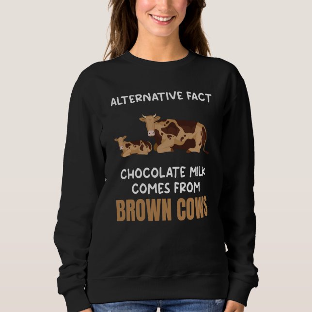 Chocolate Milk Comes From Brown Cows Fun Food Grap Sweatshirt (Front)