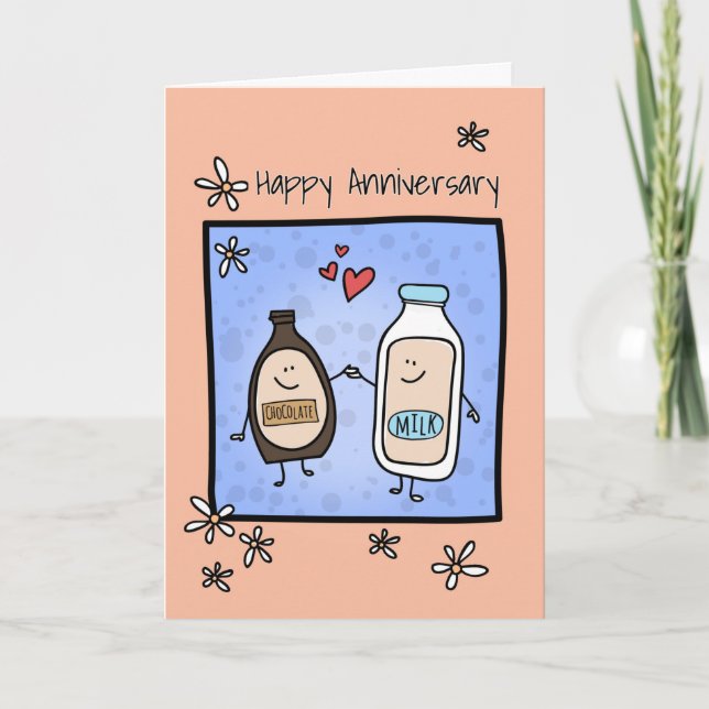 Chocolate Milk Made for Each Other Anniversary Car Card (Front)