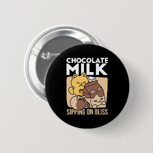 Chocolate Milk Sipping on Bliss – Kawaii Cat Food 6 Cm Round Badge