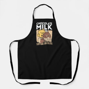 Chocolate Milk Sipping on Bliss – Kawaii Cat Food Apron