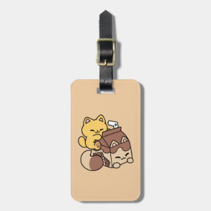 Chocolate Milk Sipping on Bliss – Kawaii Cat Food  Luggage Tag