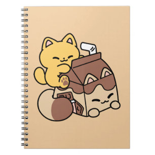Chocolate Milk Sipping on Bliss – Kawaii Cat Food  Notebook