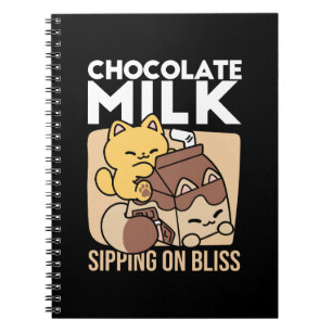 Chocolate Milk Sipping on Bliss – Kawaii Cat Food  Notebook