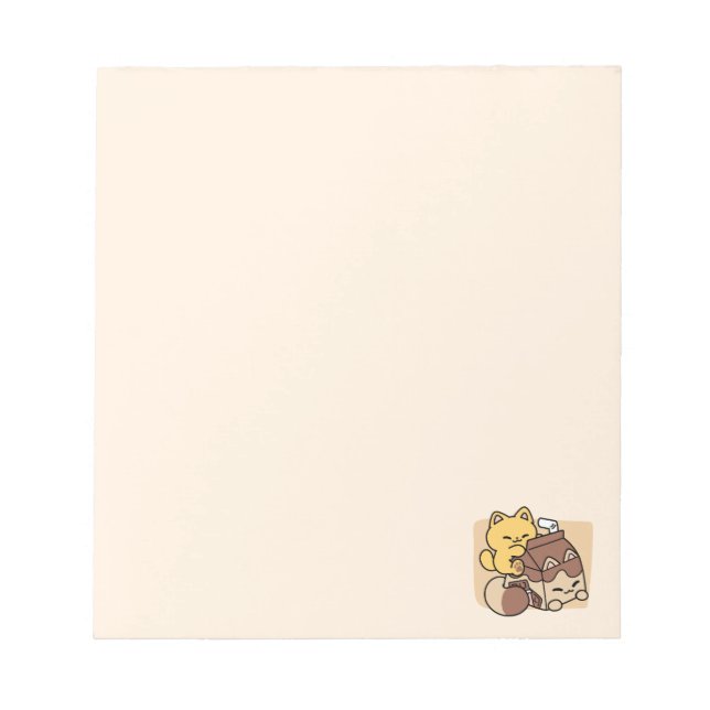 Chocolate Milk Sipping on Bliss – Kawaii Cat Food  Notepad (Front)